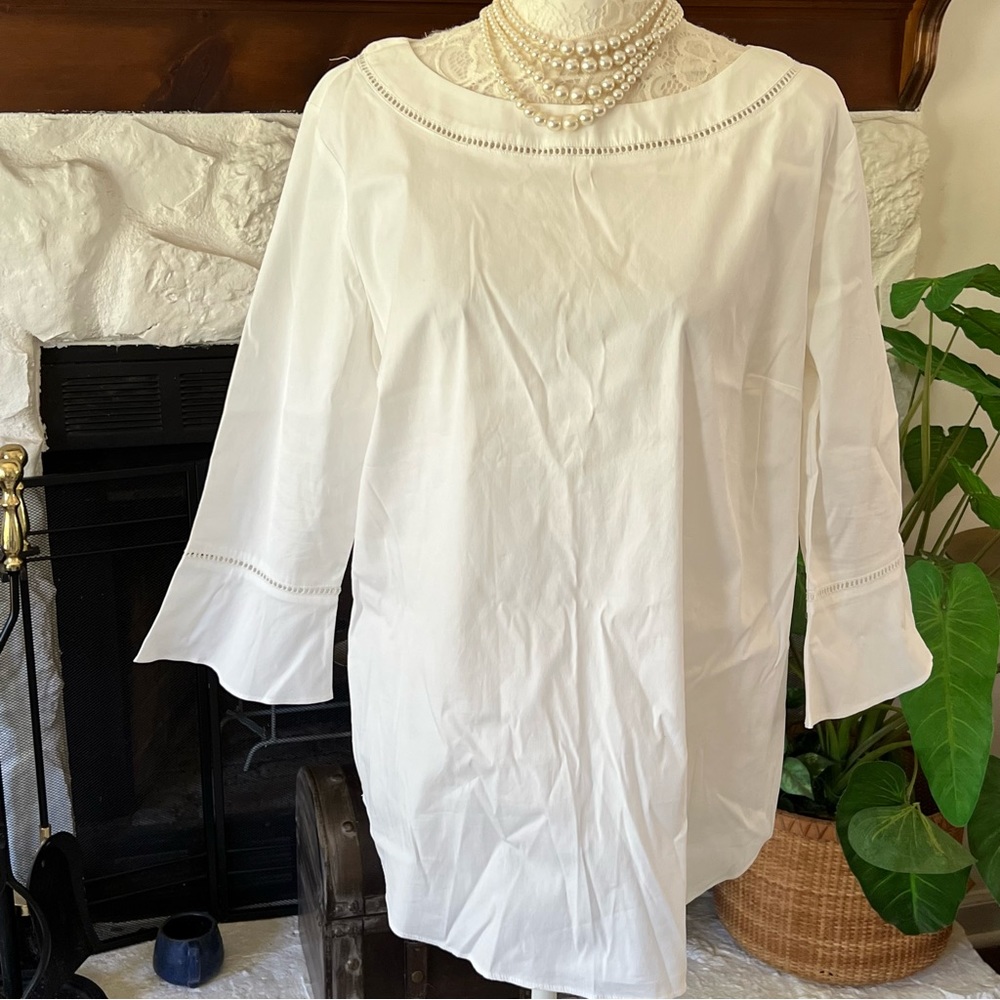 Ann Taylor blouse crisp white cotton blouse size large
